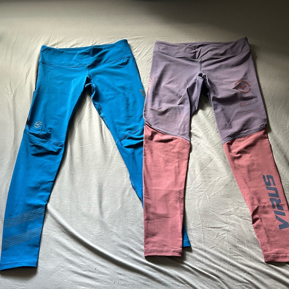 Virus Vibrant Blue and Lavender Performance Leggings